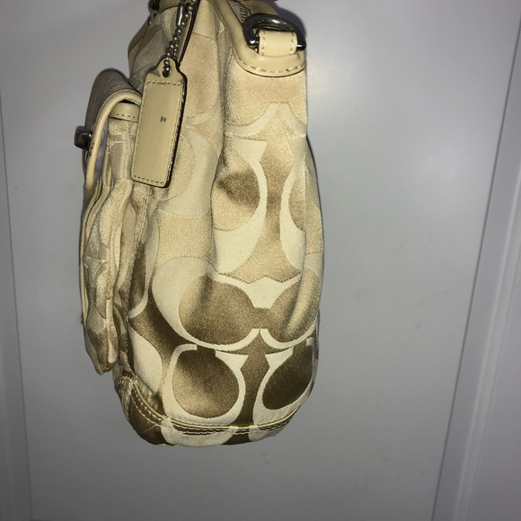 Coach Signature Leah Khaki Tote Handbag Shoulder Bag EUC - Picture 5 of 10